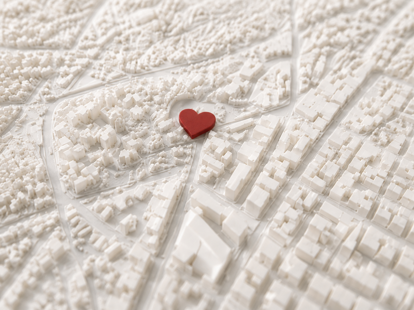 Close-up 3D mapa tekstura — srce na gradu